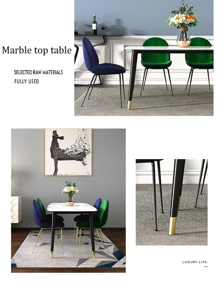 uk hotsale factory marble top dining table with metal base dining table