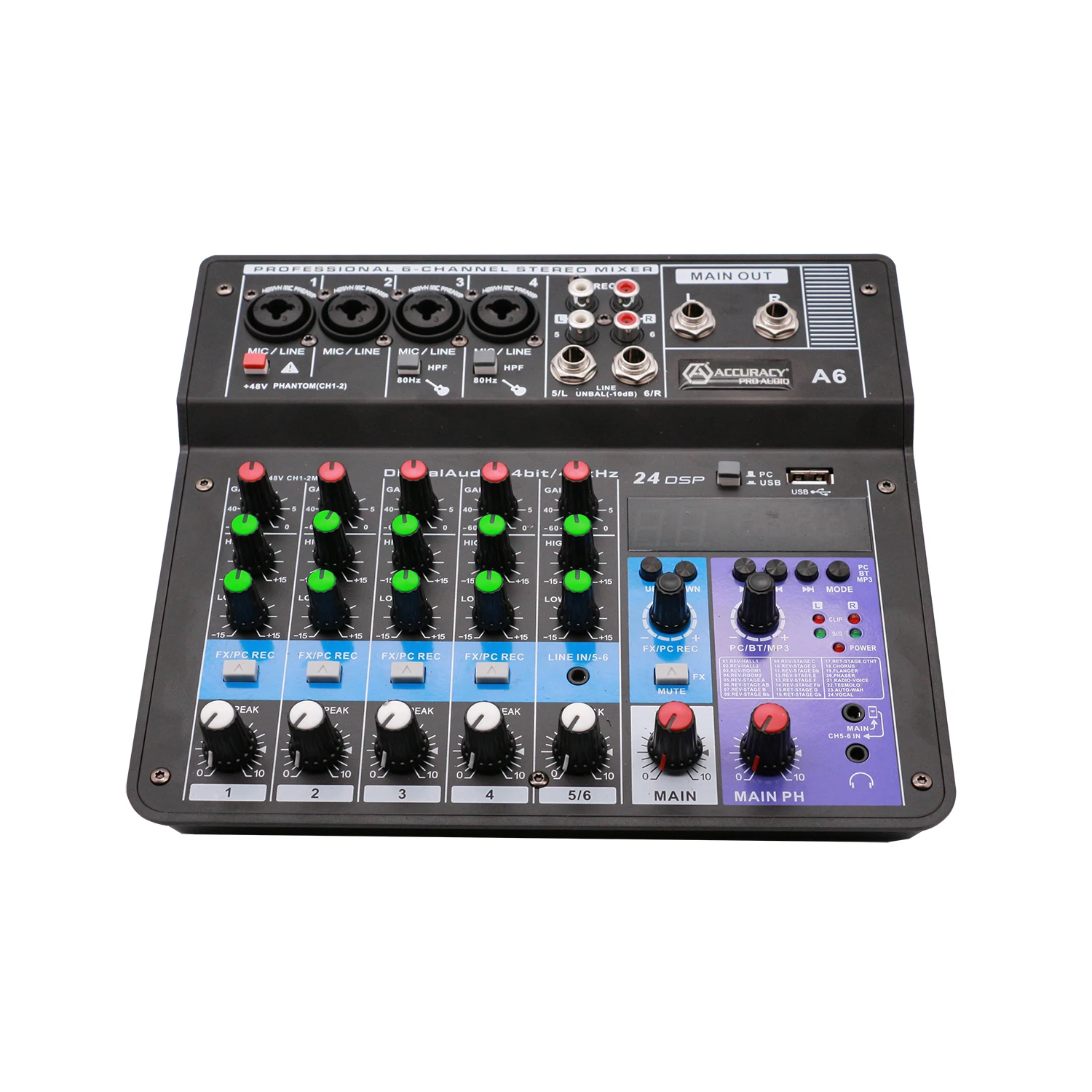 Accuracy Pro Audio Ma6 Professional Consola De Sonido 6 Channel Audio ...