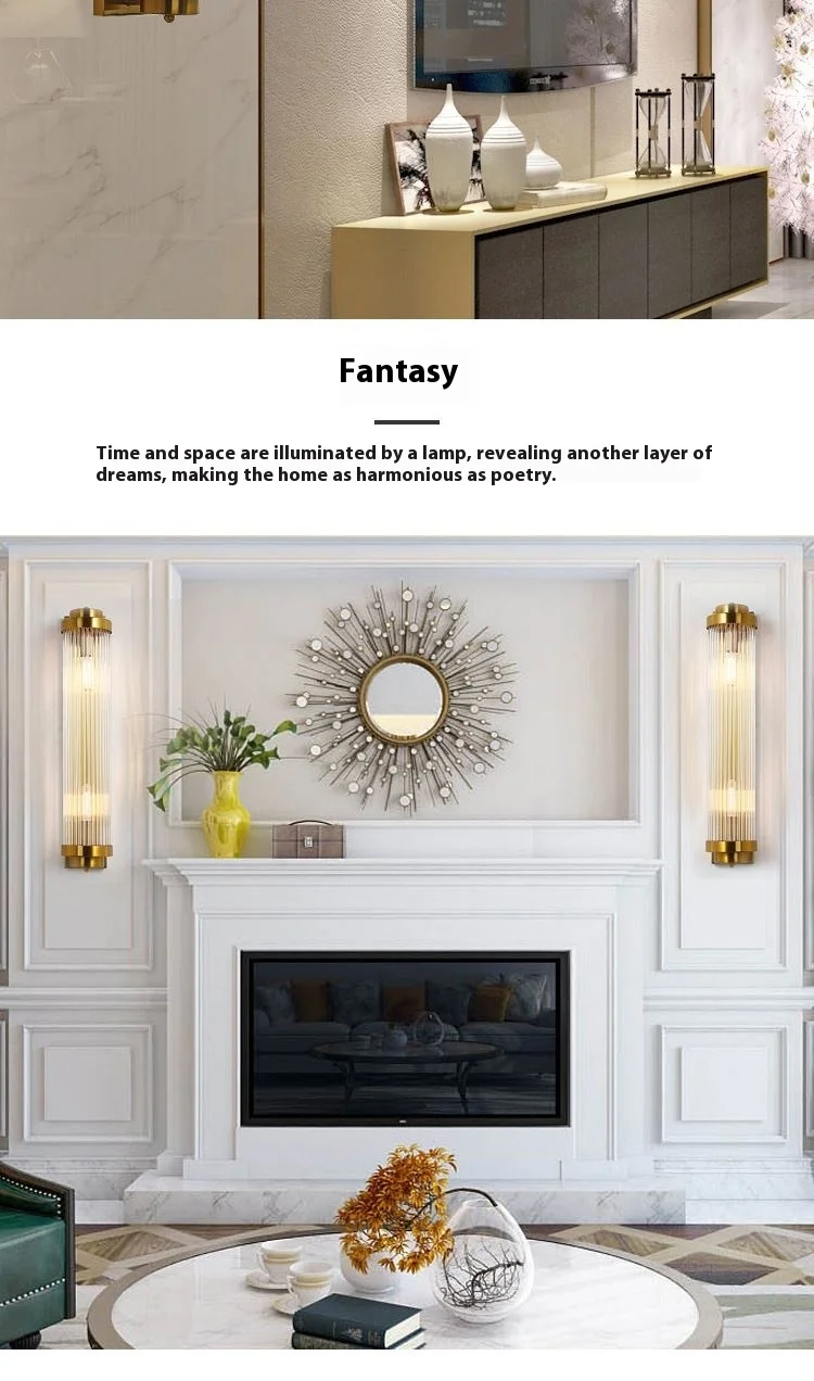 product european style luxury led wall lamp modern glass body with iron and brass for indoor home or hotel decoration-12