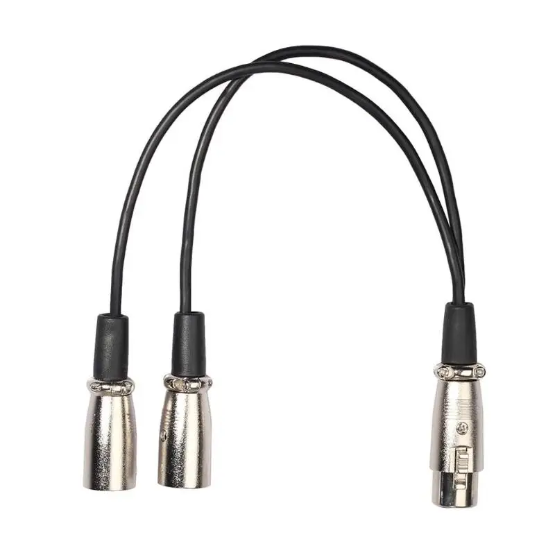 XLR 3pin 1 female plug to 2 male jack Y SPLITTER miccable adaptor audio spiral cable with double shielded microphone CANNON - ANKUX.COM
