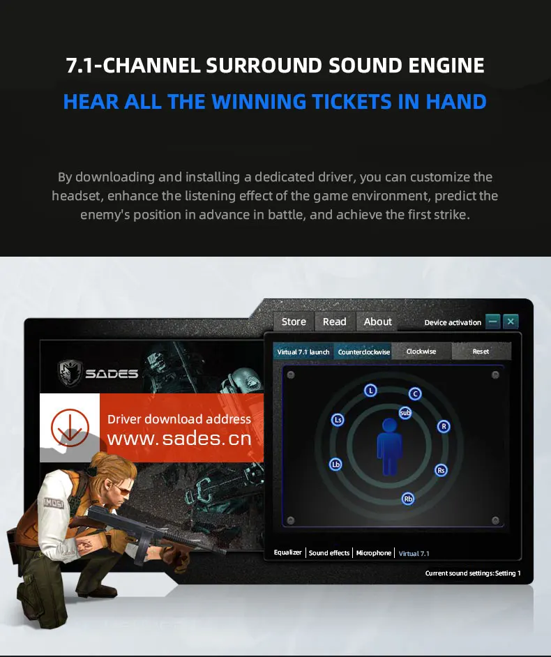 sades 7.1 sound effect gaming headset software