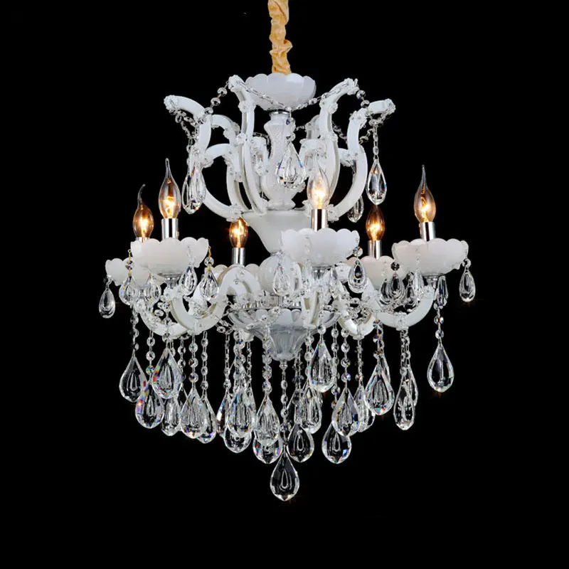 欧式水晶吊灯白色客厅照明现代吸顶灯服饰店咖啡店装饰 k9 水晶灯