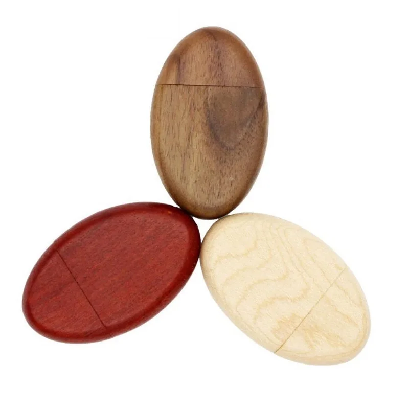 Bulk new Oval shape wooden usb stick customized wood usb drive with keychain - ANKUX.COM