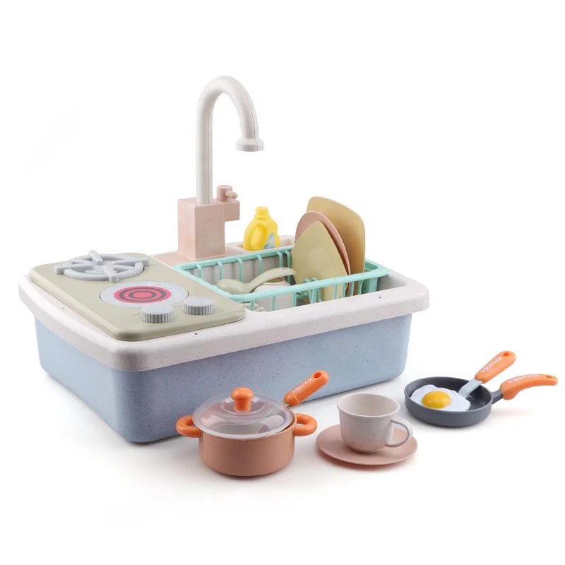 Set Of 21pcs Children Bioplastic Electric Dishwasher Playing Toy With