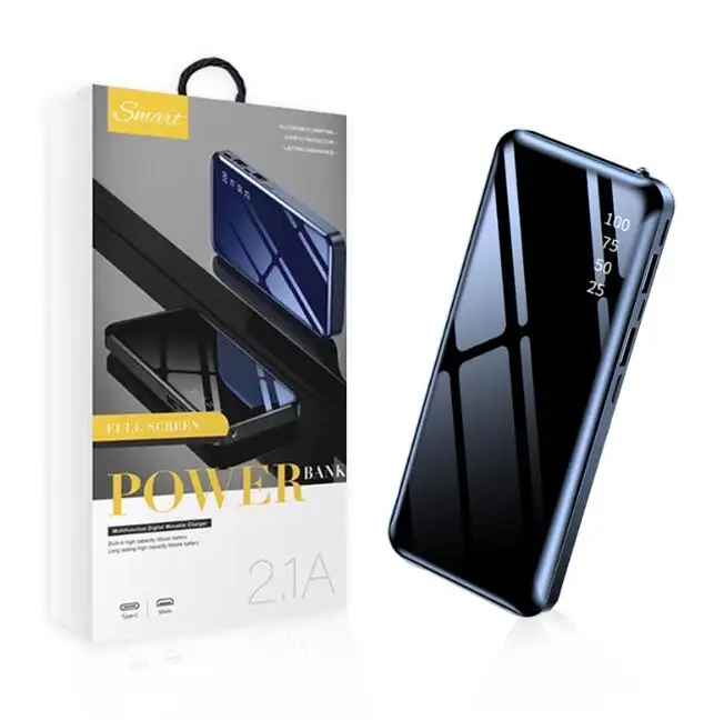 new arrival mini power bank mirror power bank 10000 mah with led