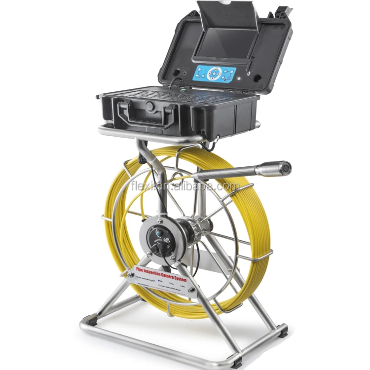 Self Leveling Push Rod Sewer Camera With Meter Foot Counter Text Input