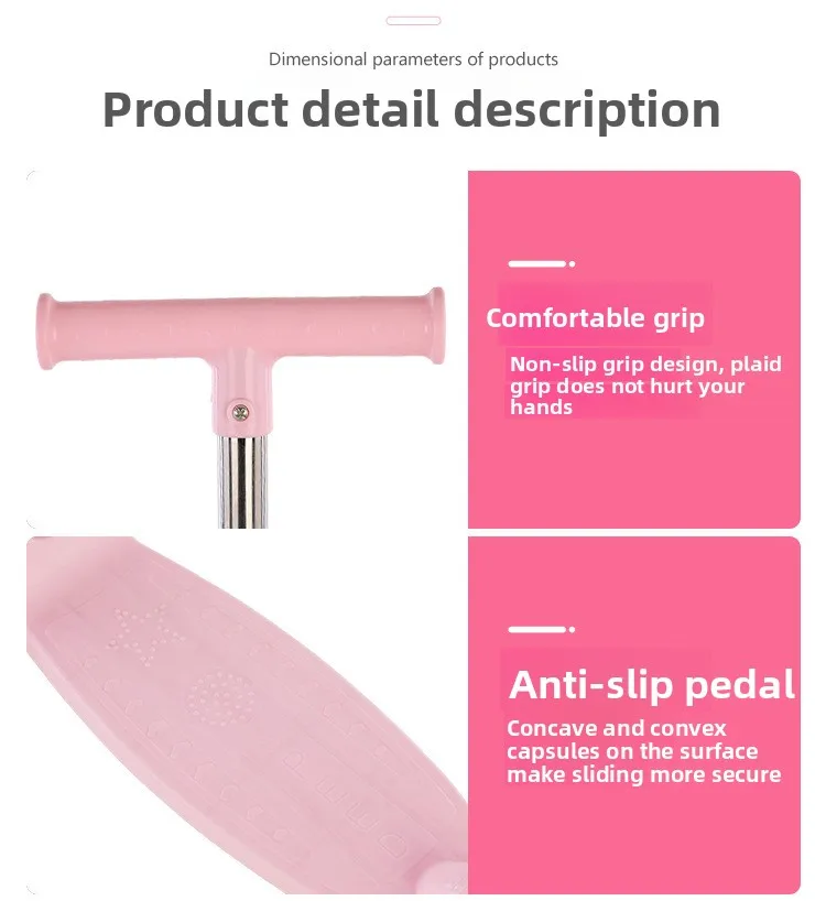 可调高度可乘坐婴儿学步车一键折叠儿童滑板车，适用于1至5岁单板，带三个轮子