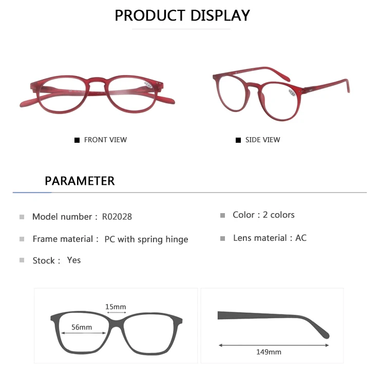 EUGENIA Hot Sale Round Plastic Latest Frames Optical Reading Glasses