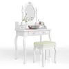 Woman Wooden Makeup Vanity Desk Table Set,Bedroom White Vanity Table And Chair Set