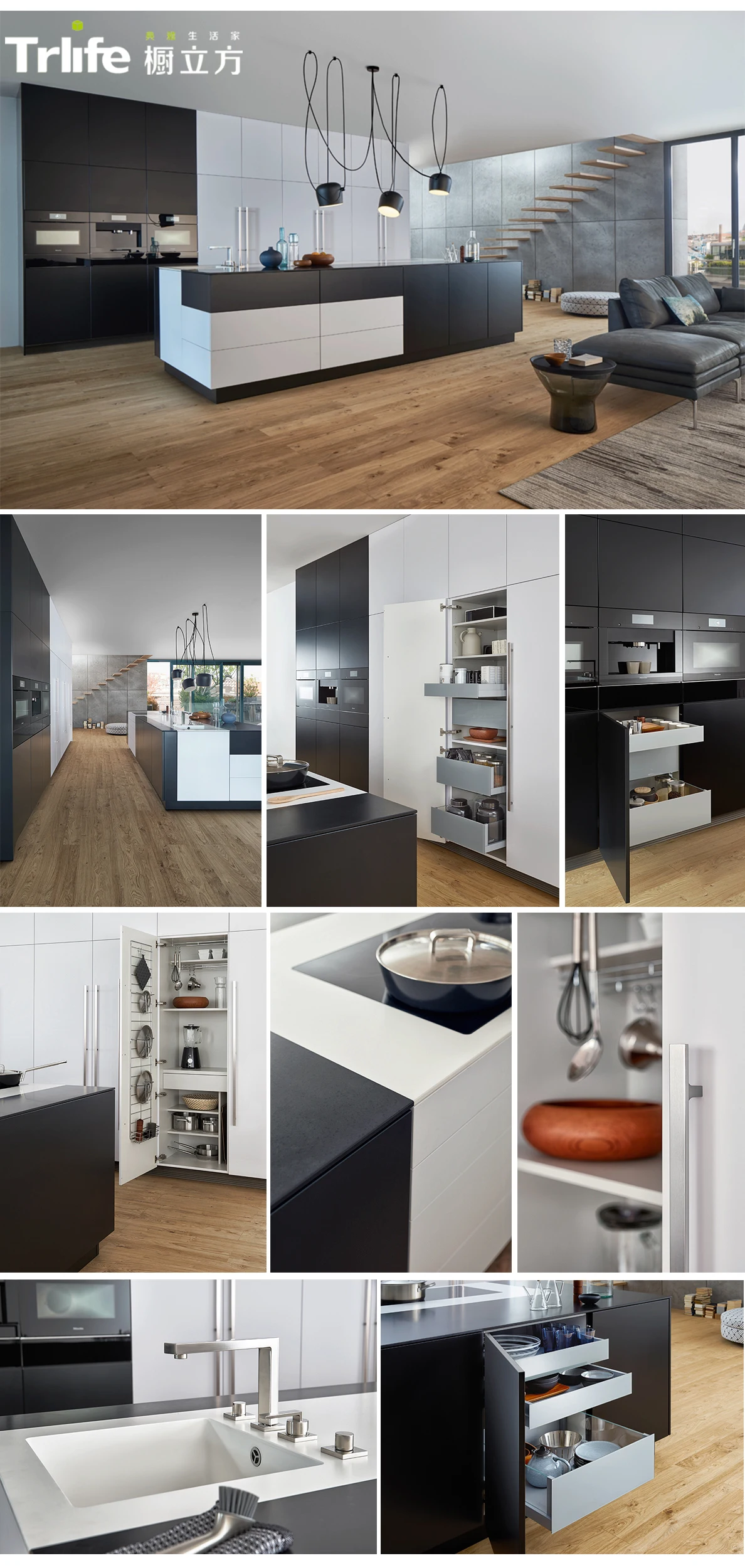 European-style modern brown artificial quartz countertop multifunctional paint kitchen cabinet