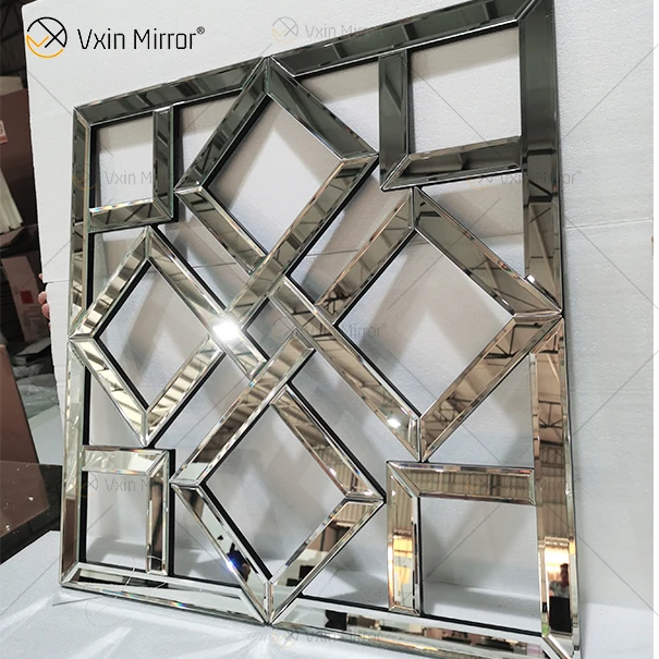 Square Mirrored Wall Decorative Mirror With Beveled Edge Modern