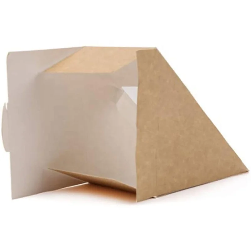 Kraft Paper Triangle Sandwich Boxes with Window - Customizable