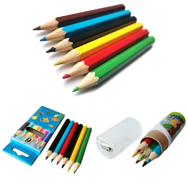 3.5" Mini Student Children Painting Wood 6 Color Pencil Set