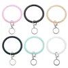 Silicone Keychain Round Chain Bangle Leather Tassel Glitter Bracelet Key Ring
