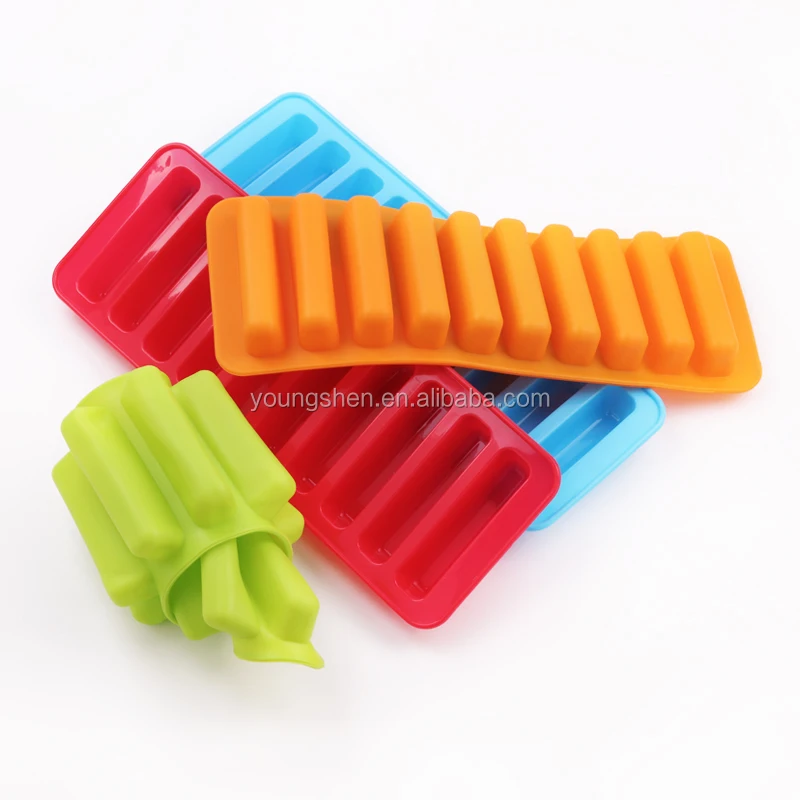 Food Grade Silicone 10-Cavity Silicone Strap Shaped Ice Cube Tray Mold Mould Fits For Water Bottle Cream Markers Tools