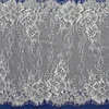 New arrivals hot sale printed eyelash lace border trim, high quality nylon lace trim ivory