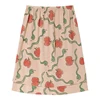 Wholesale Children Fall Clothes Toddler Girls Pink Cotton Elastic Waist Double Hemline Midi Skirt
