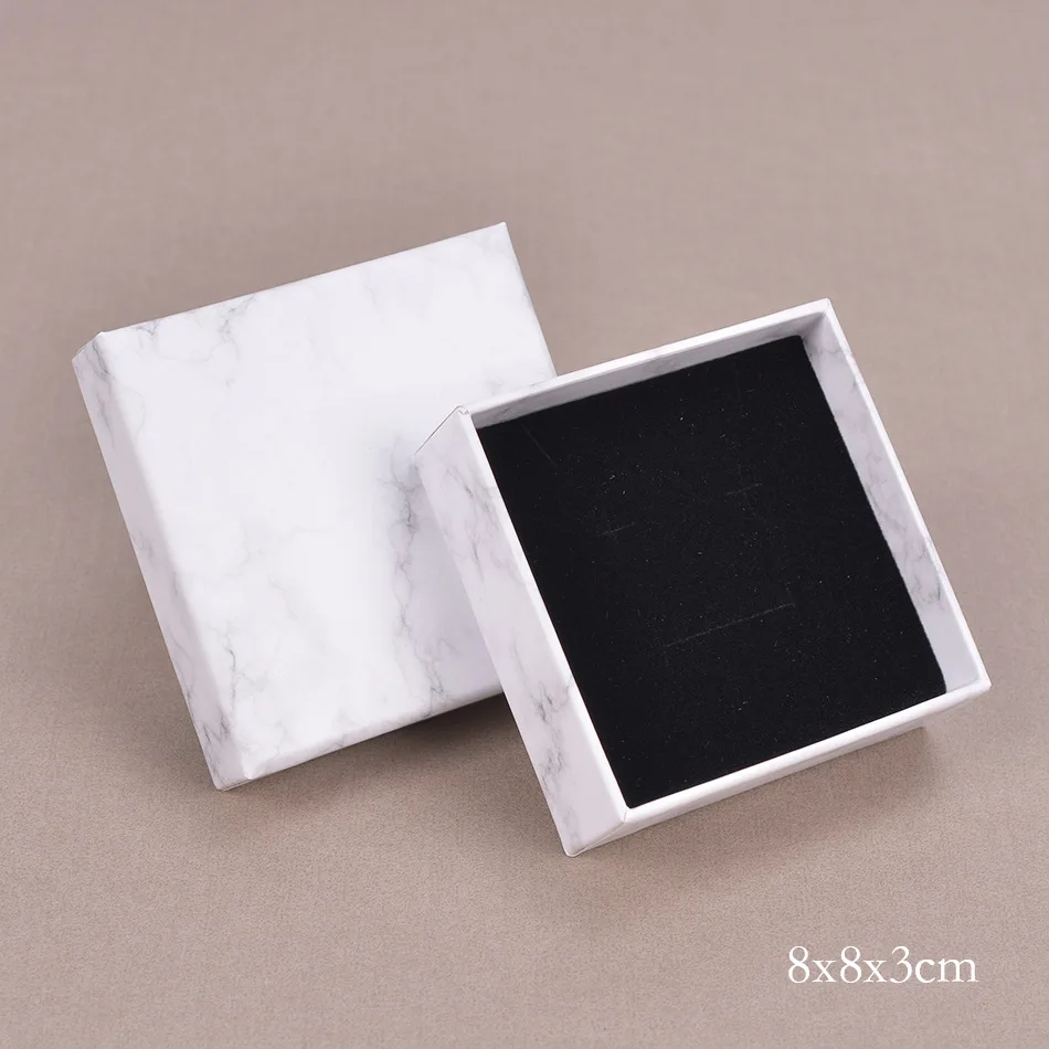 product-Small Custom Size Square Cardboard Jewelry Boxes Marble White Necklace Pendant Box for Jewel-1