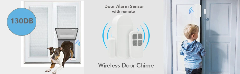 2 Alarm Sensors + 1 Remote Control Door Window Pool Alarm,130dB Wireless Magnetic Sensor Anti-Theft Door Alarms for Kids Safety,Home Store Garage Apartment Business Security