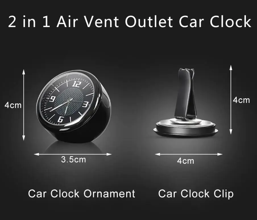 Orologio auto cruscotto decorazione auto Air Vent clip orologio ornamenti nero 