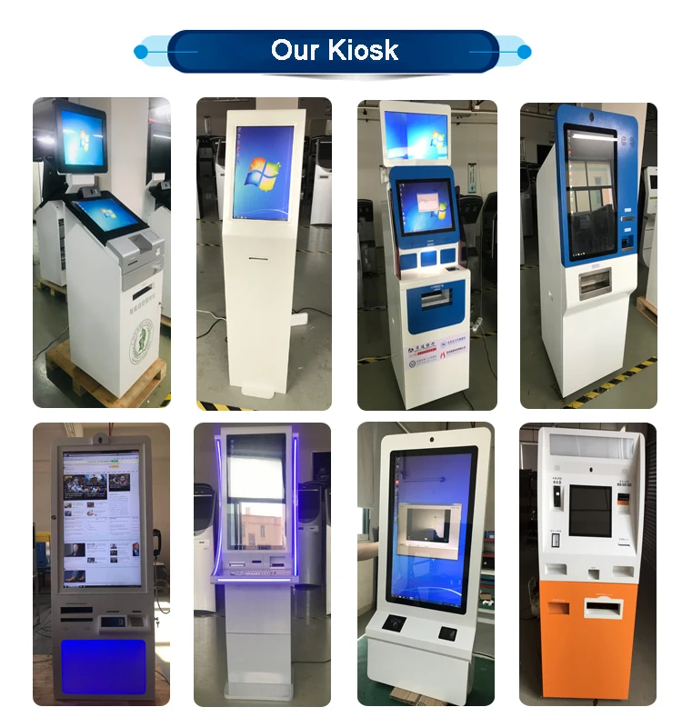 Stand alone cash and card payment kiosk in hospital with camera and printer