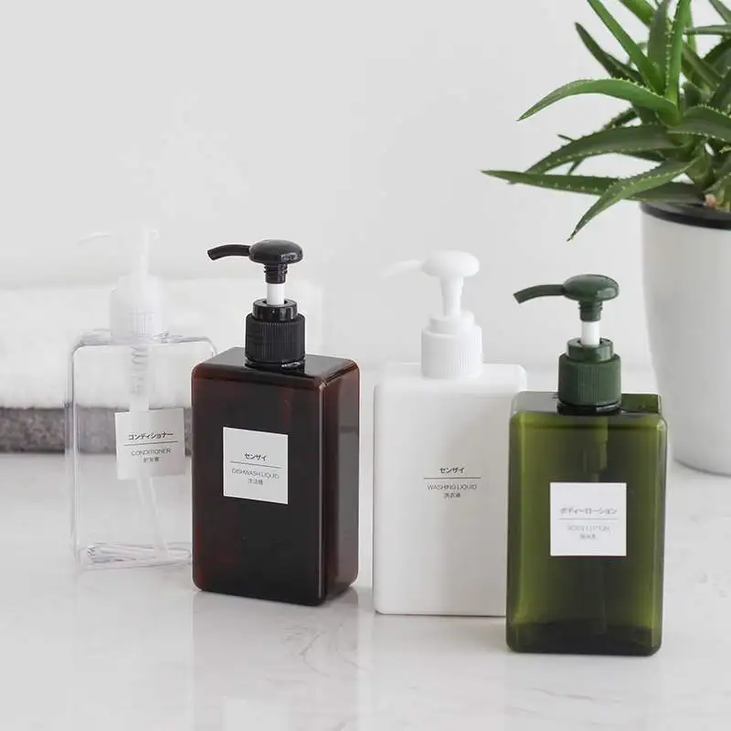 450ml Plastic Colorful Pump Square Shampoo Bottle For Skin Care