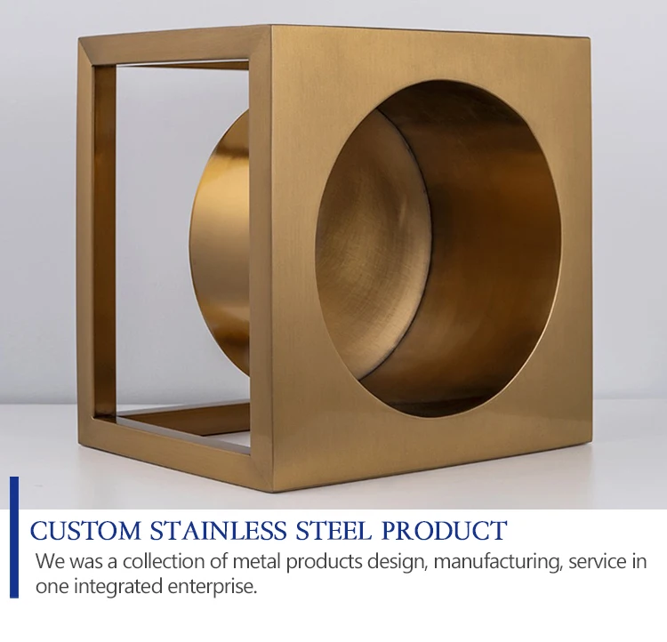 customized metal frame titanium gold garden flower pots holder brushed hairline galvanized stainless steel flower pot