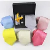 solid color Jacquard silk necktie set with neckties, cufflinks ,pocket square , tie clip gift boxed