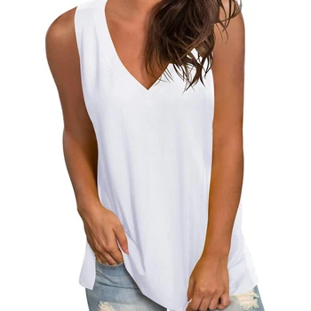 2020 Wholesale Polyester Ladies Plus Size T-shirts Women Basic V Neck T ...