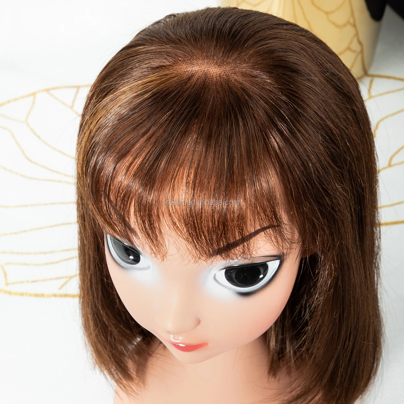 Neflyon Birthday Gift Short Bob Children's Wig Human Hair Girls' Wig