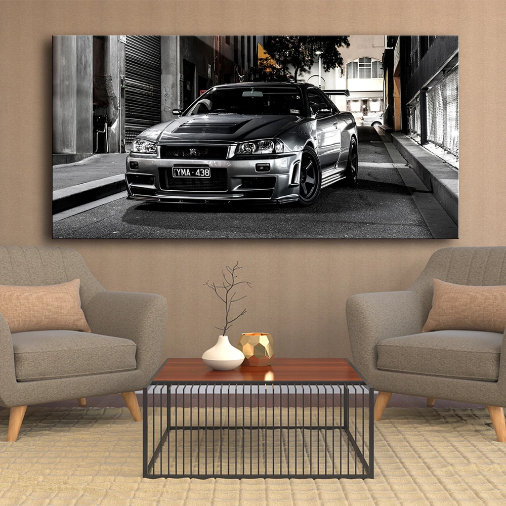 Canvas Painting HD Print 5 Pieces Nissan Skyline Gtr Car Evolution Posters Decor 