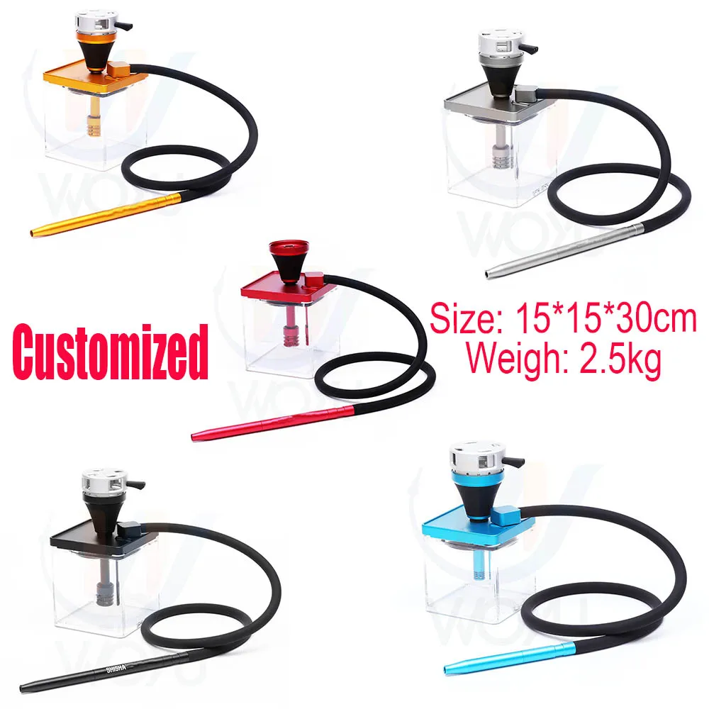 Aluminum Hookah Bucks With Led Shisha Square Hookah Box Super Chicha