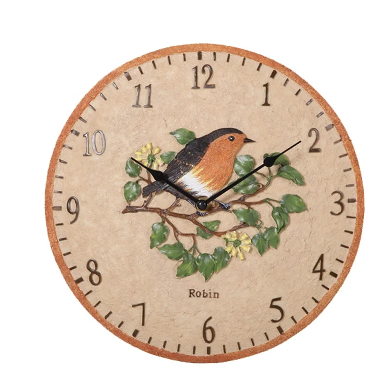 Creative Beautiful Robin Bird 3d Effect Resin Water Resistant Clock For ...