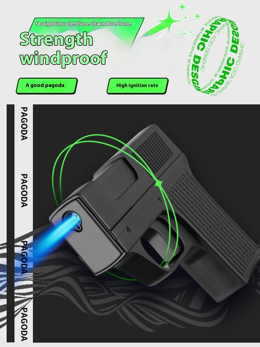 2025 Personalized Cigarette Case with Windproof Inflatable Gun-shaped Lighter 10 Thick Cigarettes Gift Gun Lighter for Giveaways