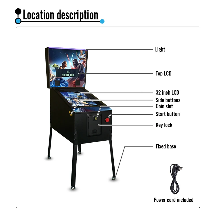 Chinese coin operated virtual 3D video pinball arcade machine