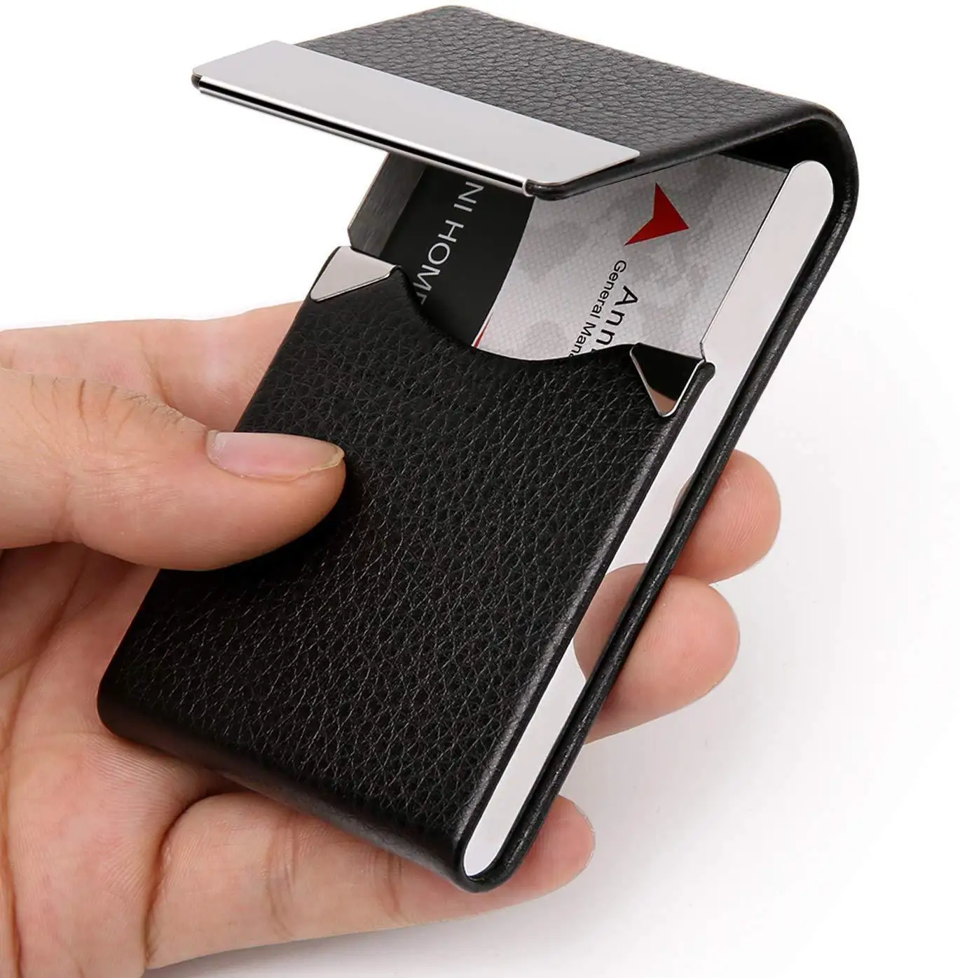3.9 x 2.6 x0.7 inch Ocadux Leather Business Card Holder Case for Men or Women Name Card Case Holder with Magnetic Shut Coffee Holds 25 Business Cards 