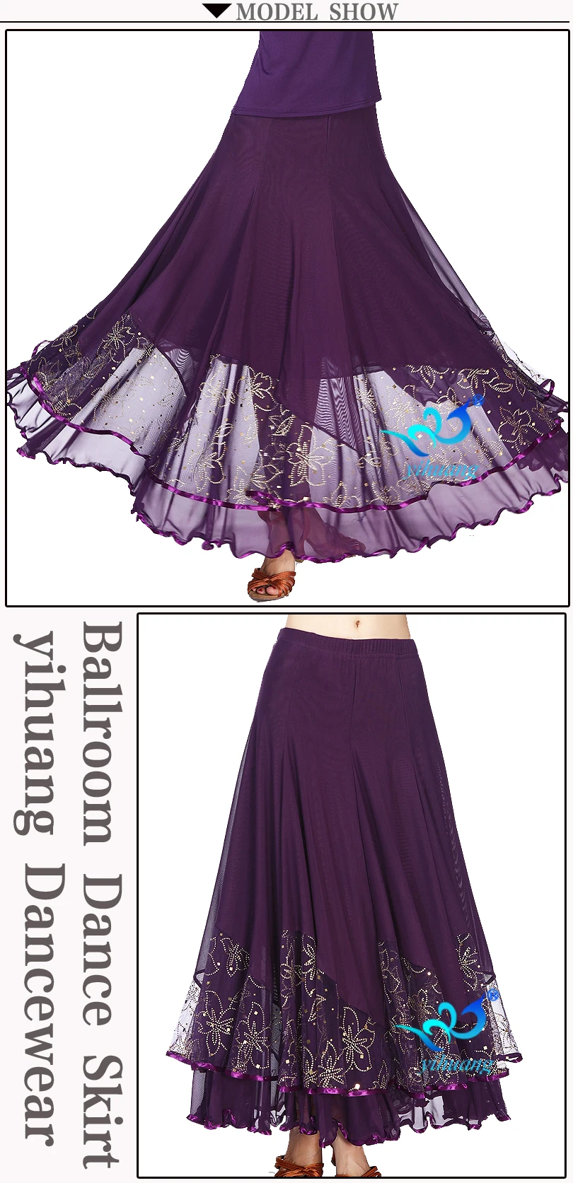 Women Long Dance Skirt Ballroom Dance Skirts Performance Wear Tango