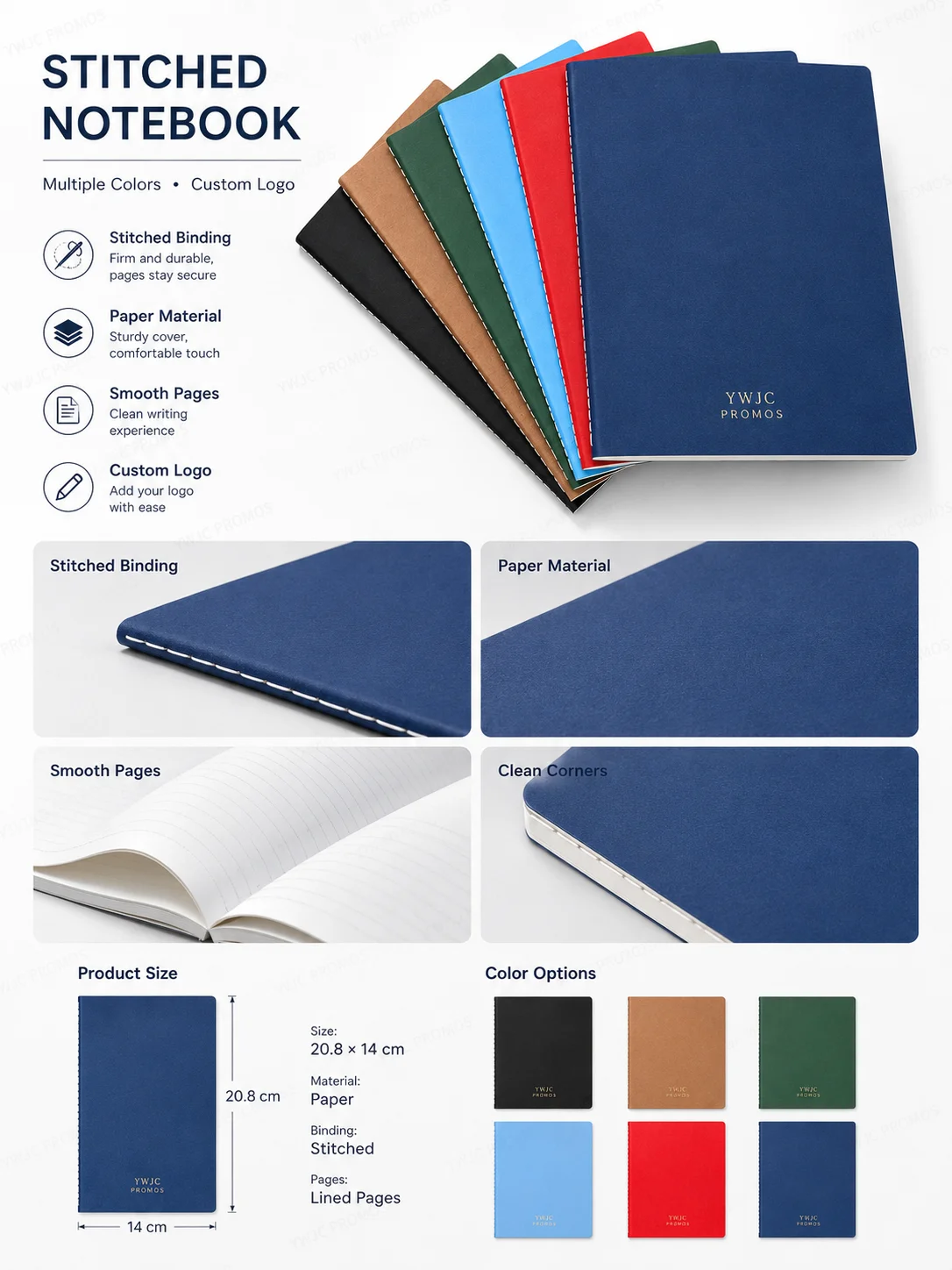 Custom Logo Vintage Kraft Paper Notebook A5 B5 Thread-Stitched Softcover Journal for School Promo