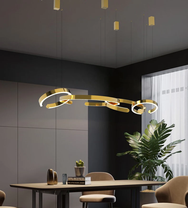 Modern living room chandelier Nordic semicircle circle creative bedroom dining room stainless steel light luxury lamps