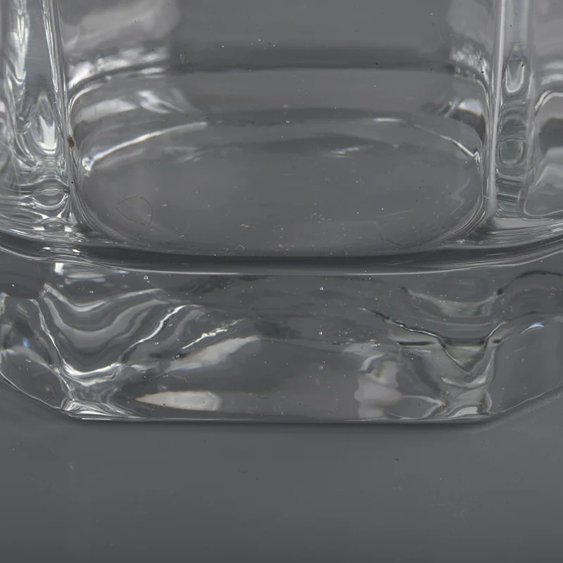 25oz big glass candle holders with hexagonal shape