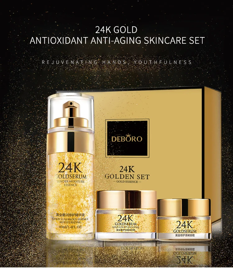 High Quality 3 Pieces Anti Aging 24k Gold Collagen Serum