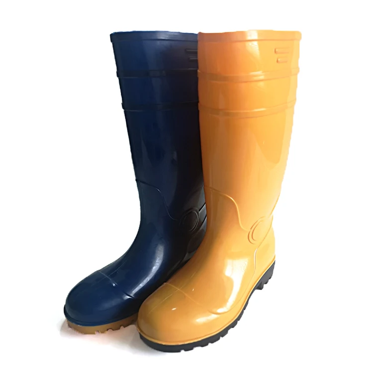 
Custom Logo Accepted Cheap Men Shoes Labor Boot Yellow & Blue PVC Boots Waterproof Rain Boots 