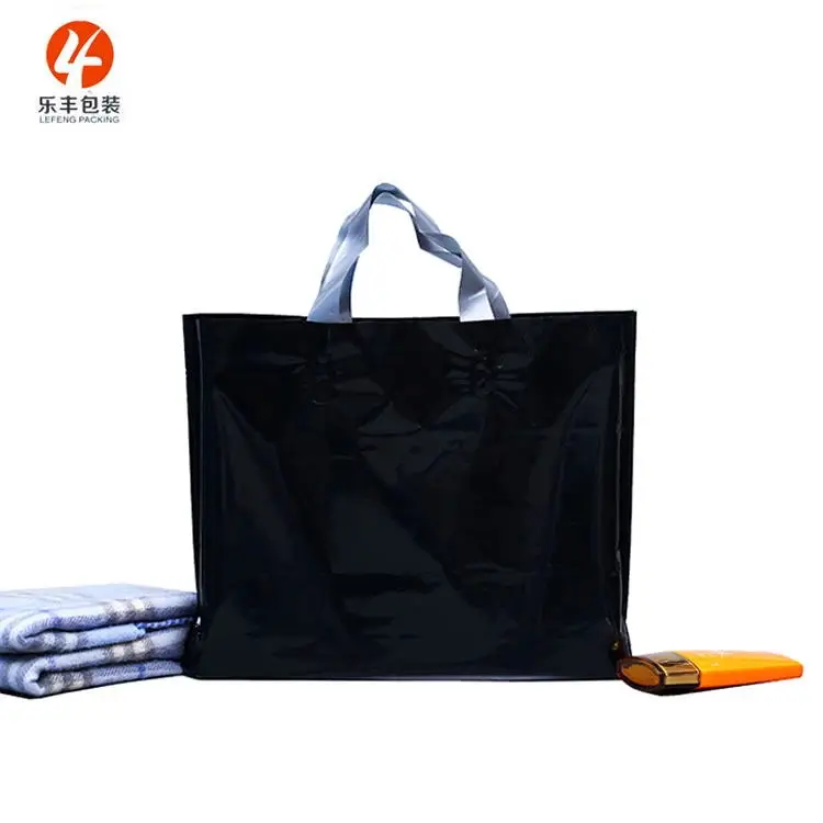 Poly Custom Plastic Shopping Bags Soft Loop Handle Plastic Bag Carrying Bag with Custom Logo