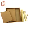 Custom recycled brown kraft paper notebook,exercise book,HB pencils,natural wood sharpener in gift box for school & office.