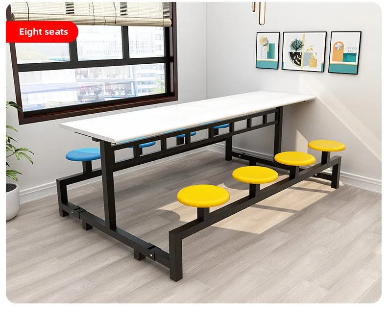 product modern square 4 6 person stainless steel foldable eco friendly school canteen dining table chairs set home hotel kitchen wood-7