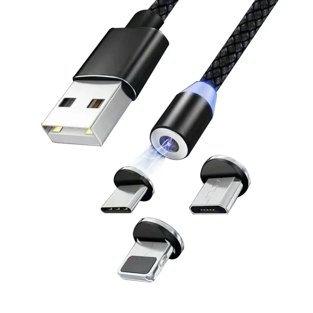 SIPU Factory Price LED Magnetic 3 in 1 Charger Cable Used for Lighting Type C Micro USB Magnetic Charging Cable LED
