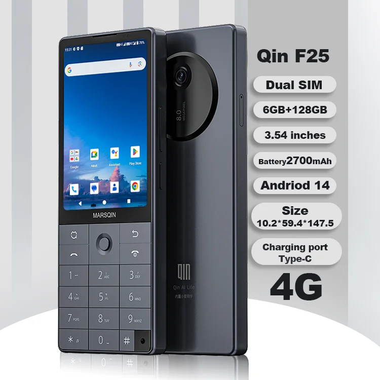 Qin F25 Dual SIM Dual Standby Smart Button Phone Android 14