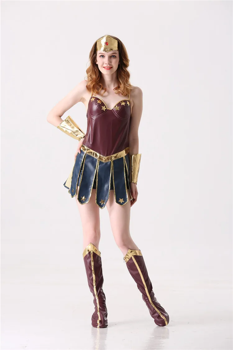 Popular Wonder Woman Costume Halloween Party Sexy Cosplay Superhero Dress Costumes For Adult 8459