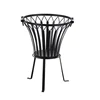 artistic round wood BBQ fire pit with fire proof mesh