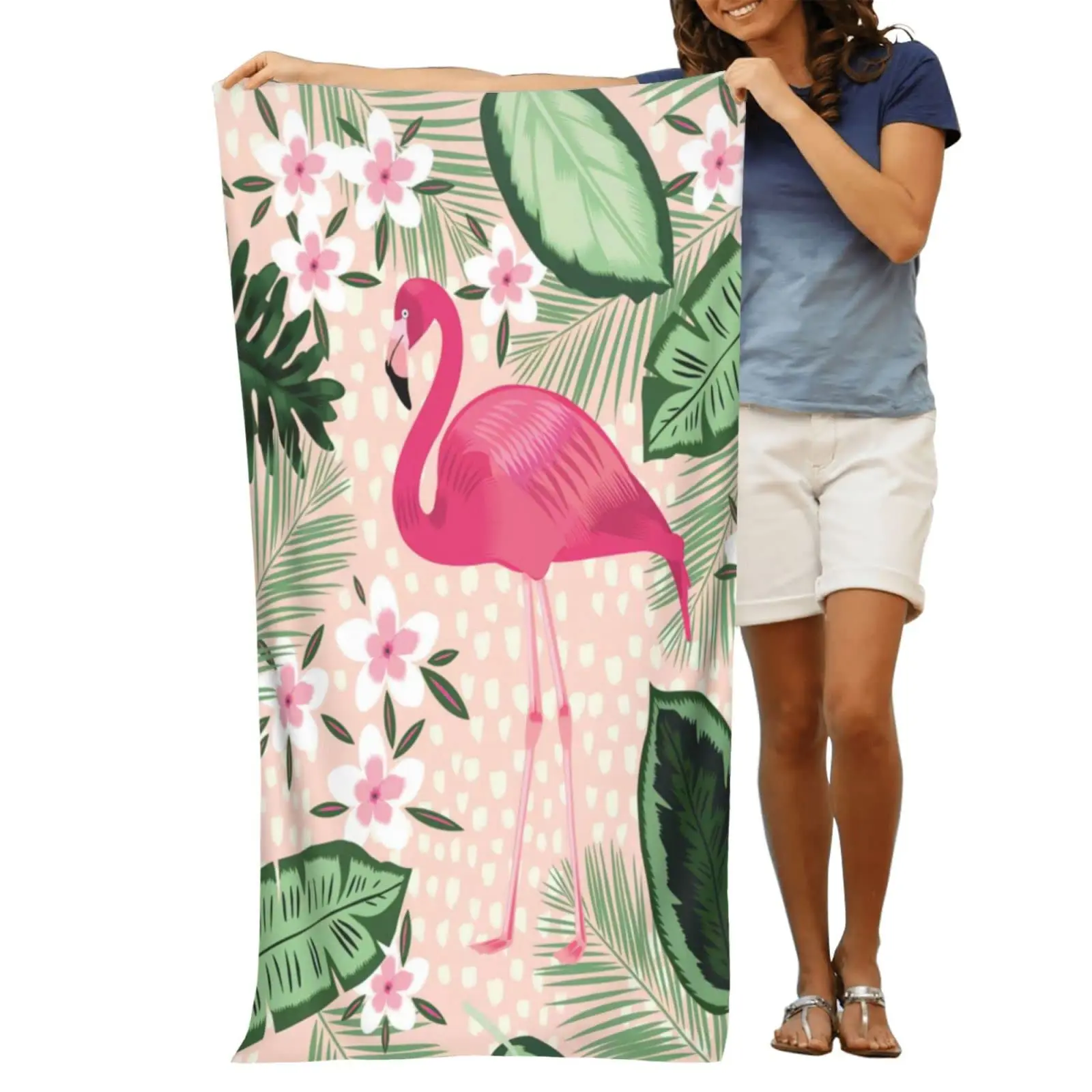 Flamingo Women's Extra Large Microfiber Beach Towel Quick Dry Sand-Free Adults' Cute Oversized Beach Towel Bulk Clearance factory